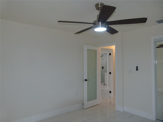 unfurnished bedroom with ceiling fan