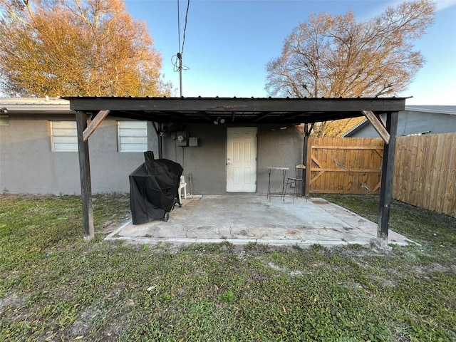 exterior space with a yard and a patio