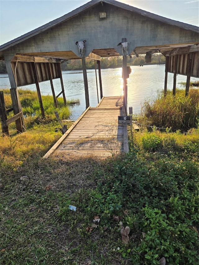 view of dock featuring a water view