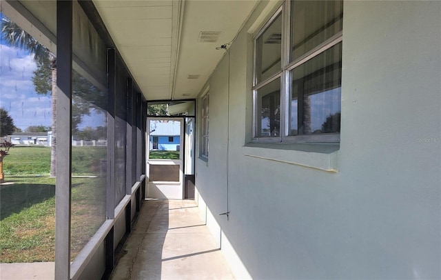 view of unfurnished sunroom