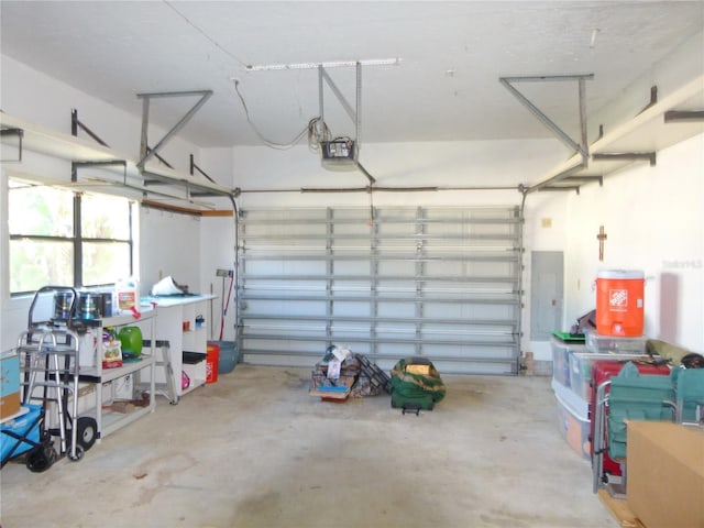 garage with a garage door opener