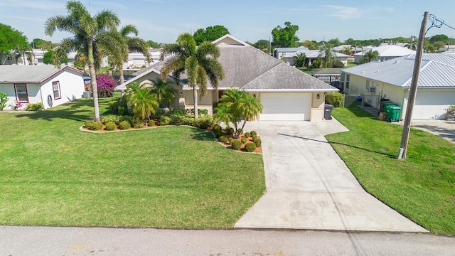 2523 SE 34th Ln, Okeechobee, FL 34974 - ranch-style home with a residential view, driveway, a front yard, a garage, and a shingled roof