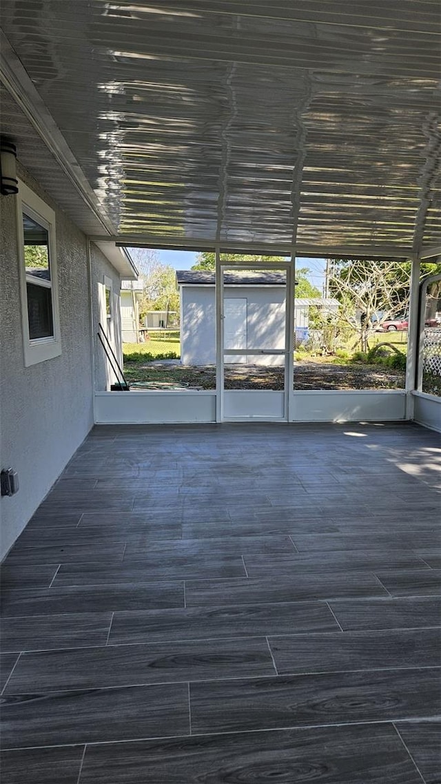 exterior space featuring stucco siding