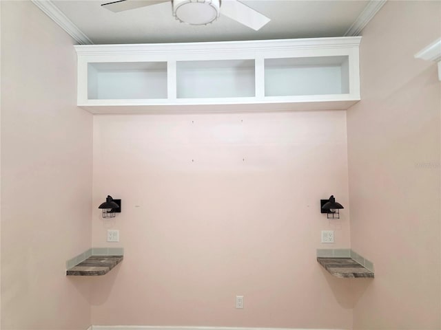 649 SW 34th Cv Unit 392, Okeechobee, FL 34974 - washroom with ceiling fan and ornamental molding