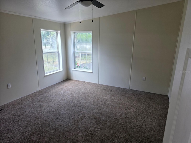 7895 NW 84th Ct, Okeechobee, FL 34972 - empty room with carpet floors, a ceiling fan, and crown molding