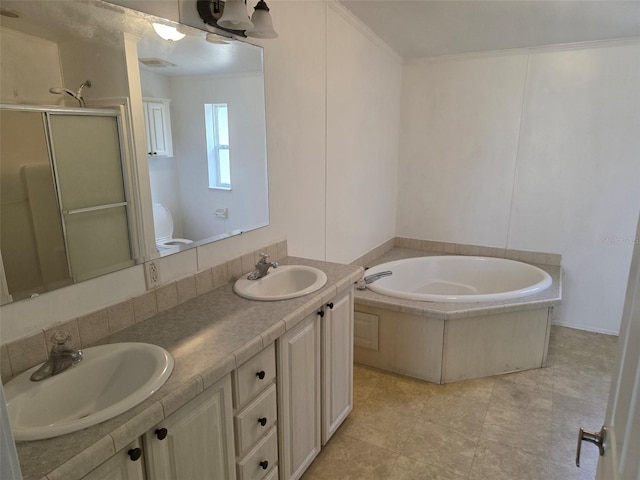 7895 NW 84th Ct, Okeechobee, FL 34972 - bathroom featuring double vanity, a shower stall, a sink, and a bath