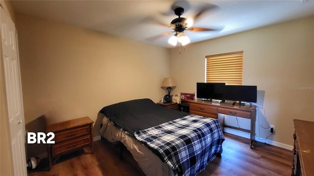 16159 NW 258th St, Okeechobee, FL 34972 - bedroom with wood finished floors, baseboards, and ceiling fan