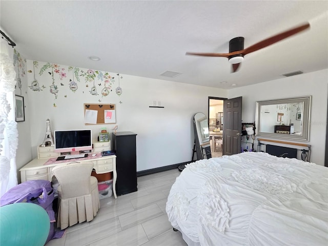 7935 NW 90th Ct, Okeechobee, FL 34972 - bedroom with a ceiling fan and an office area