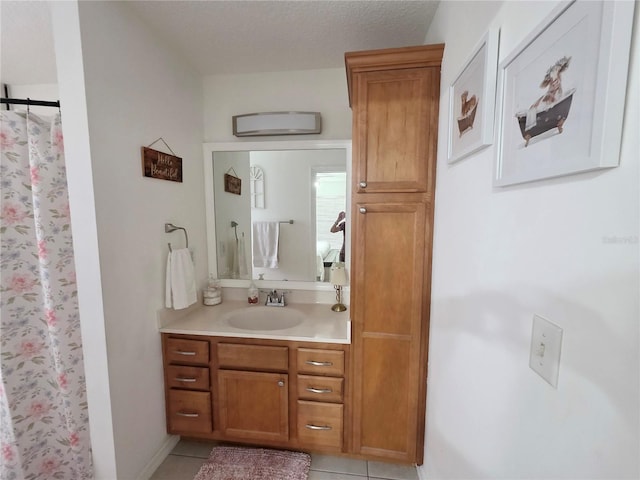 3897 NW 22nd Ave, Okeechobee, FL 34972 - bathroom with vanity, tile patterned floors, and curtained shower