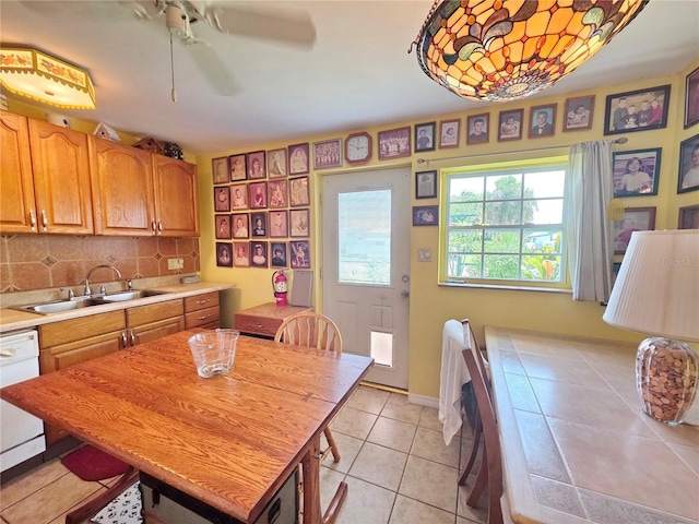 1209 5th St, Okeechobee, FL 34974 - kitchen with a sink, dishwasher, light countertops, and ceiling fan