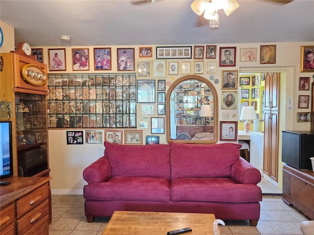 1209 5th St, Okeechobee, FL 34974 - living room with tile patterned flooring and a ceiling fan