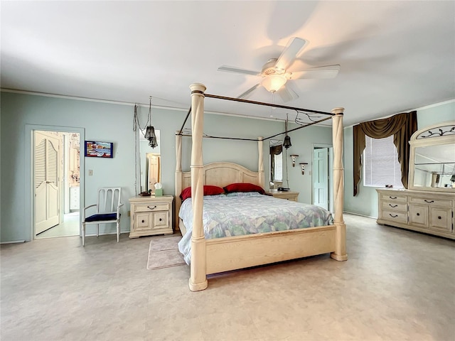 bedroom featuring ceiling fan