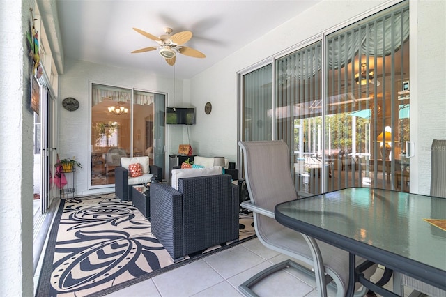 view of patio with an outdoor hangout area and ceiling fan