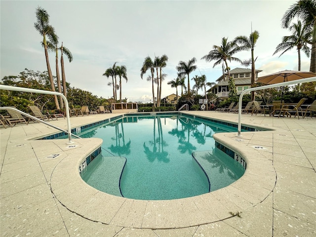 view of pool featuring a patio