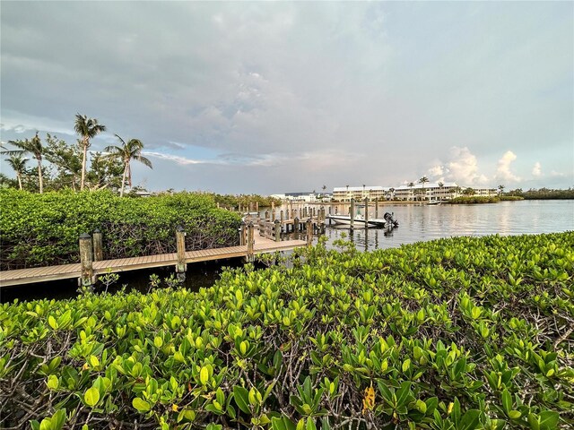 view of dock featuring a water view