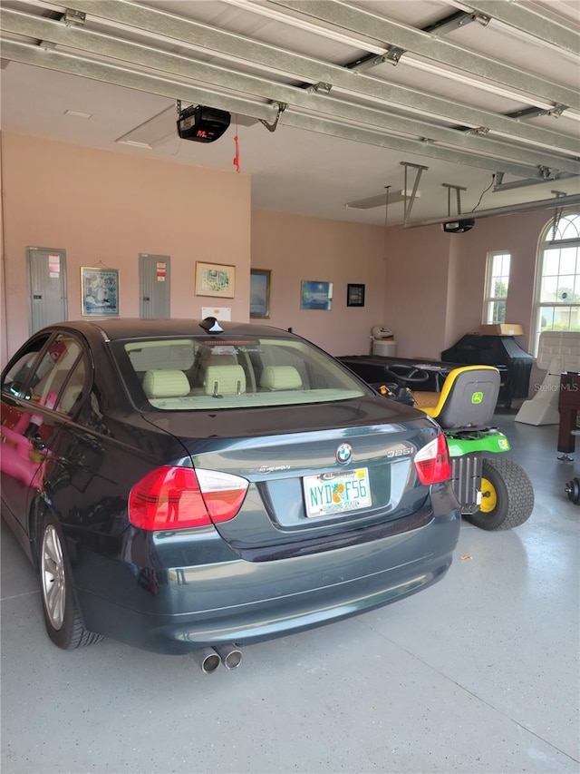 garage with a garage door opener