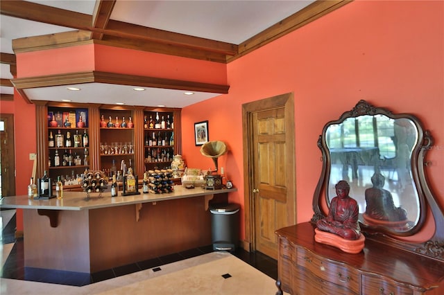 bar with tile flooring