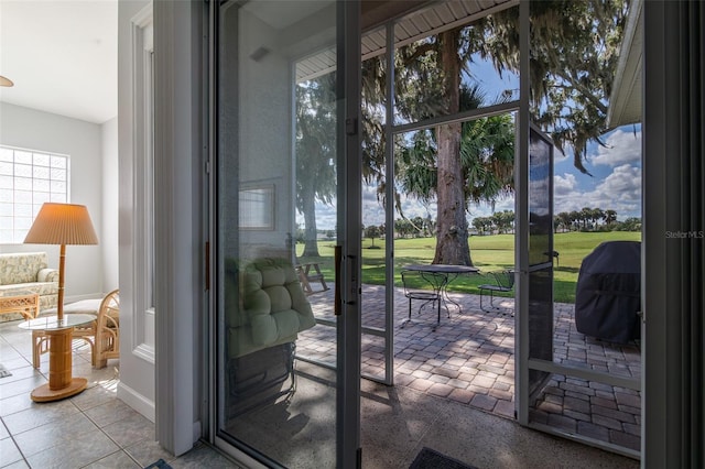 entryway featuring light tile floors