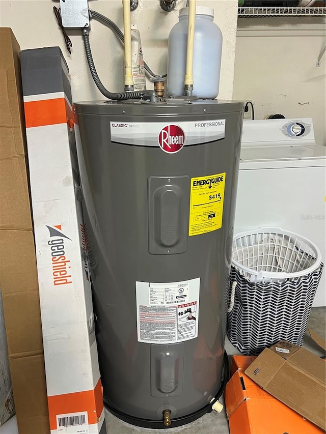 utility room with water heater