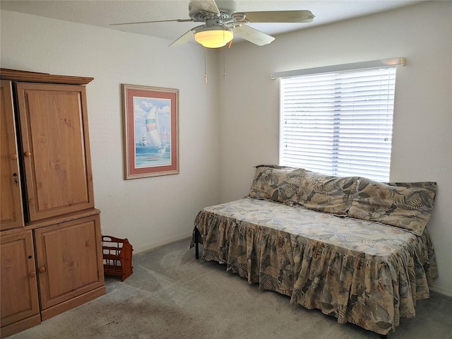 bedroom with carpet and ceiling fan