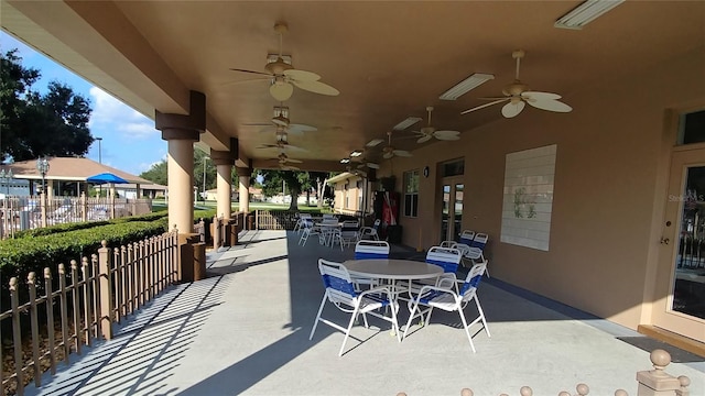 view of patio with ceiling fan