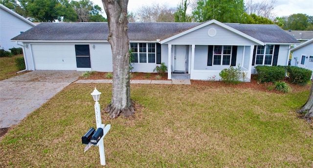 single story home featuring a front yard and covered porch