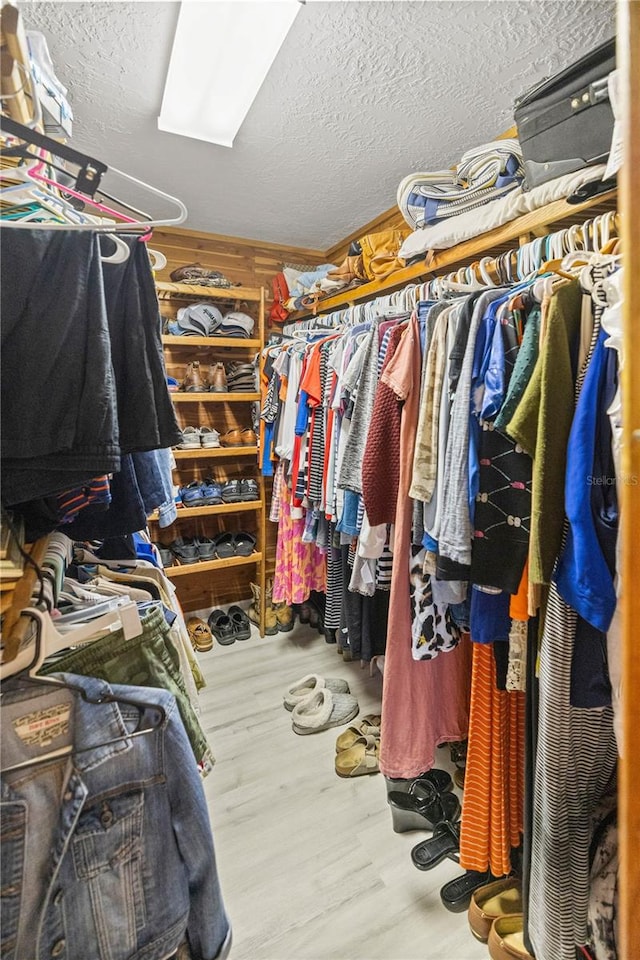 spacious closet featuring light hardwood / wood-style flooring