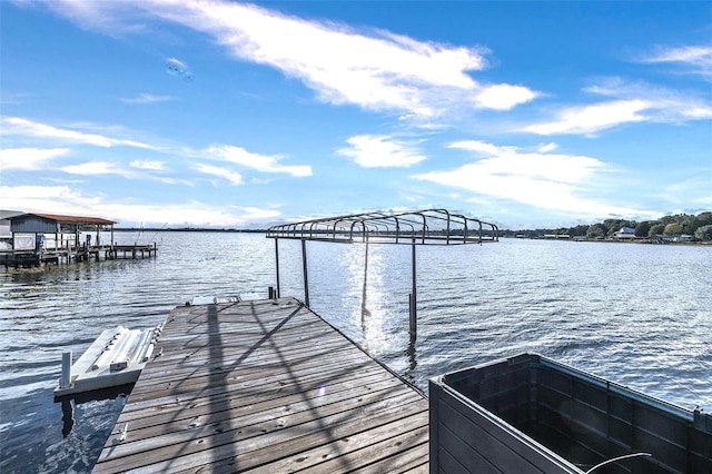 view of dock featuring a water view