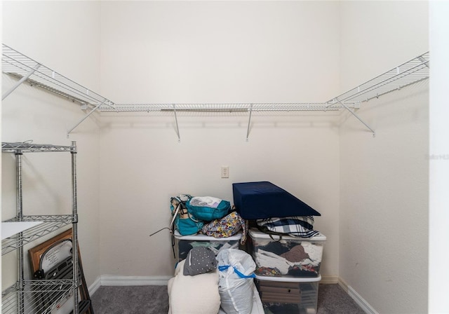 spacious closet with dark carpet