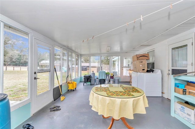 sunroom with rail lighting