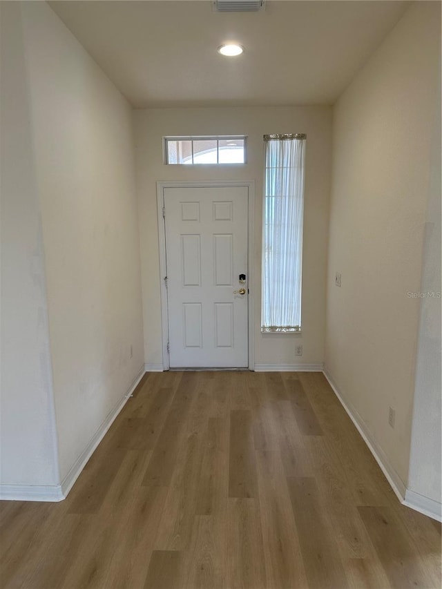 entryway with light wood-type flooring