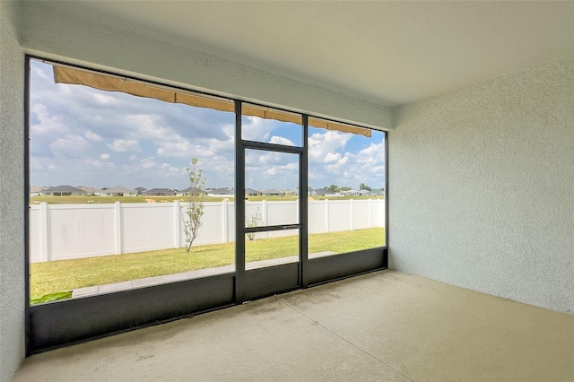 view of unfurnished sunroom