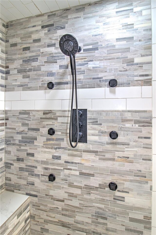 interior details with tiled shower