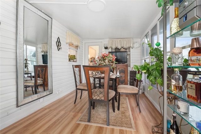 dining space featuring light hardwood / wood-style flooring