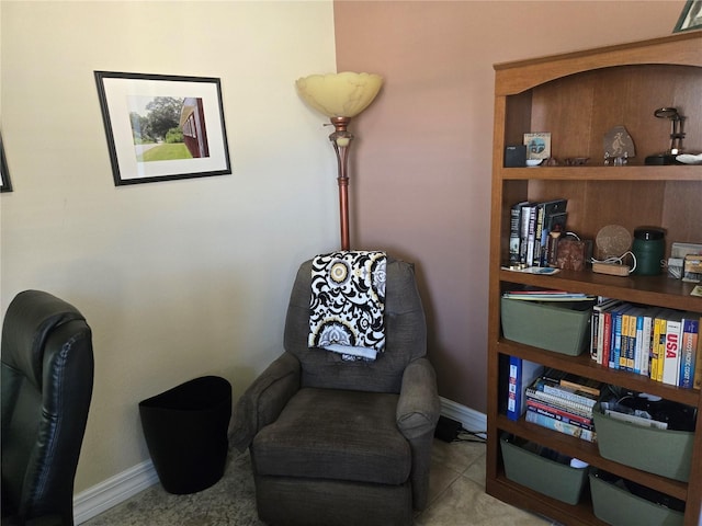 sitting room with light tile floors