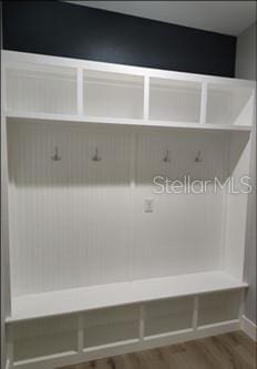 mudroom featuring wood-type flooring