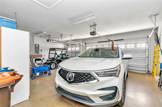 garage with a garage door opener