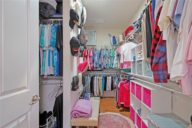 spacious closet with wood finished floors