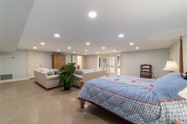 bedroom featuring french doors