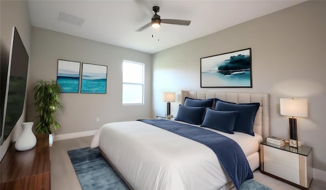 bedroom featuring ceiling fan