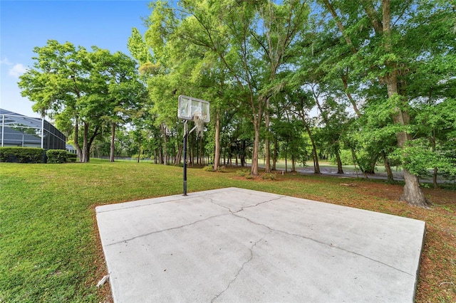 view of patio / terrace featuring basketball court