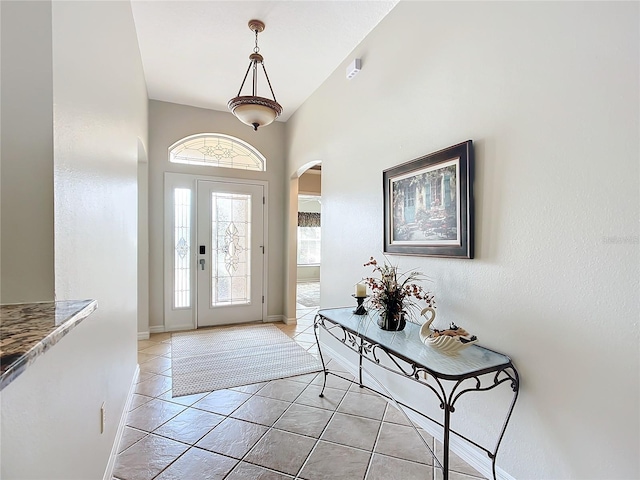 view of tiled foyer entrance