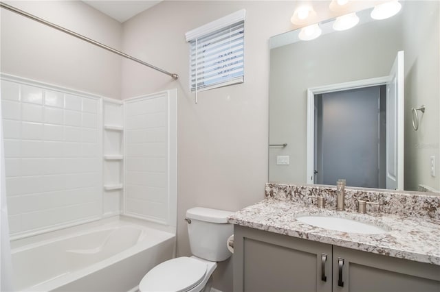 full bathroom with vanity, shower / bathing tub combination, and toilet