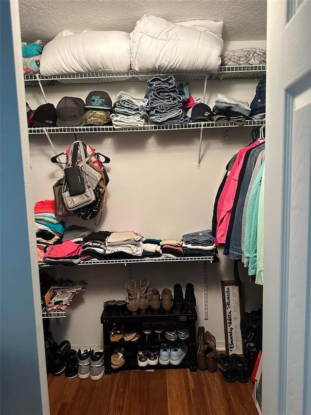 walk in closet featuring hardwood / wood-style floors