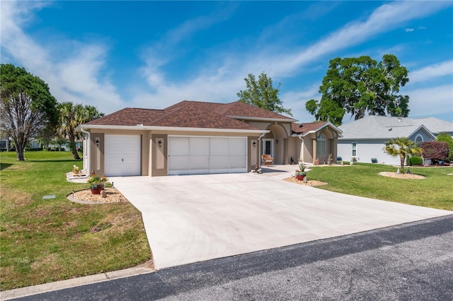 view of front of home with a garage and a front yard