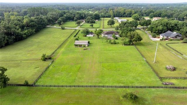 birds eye view of property featuring a rural view