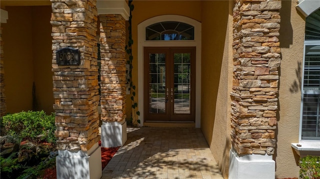 view of exterior entry with french doors