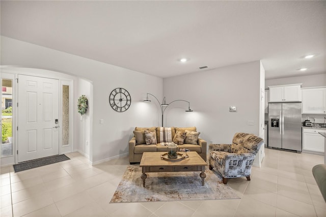 view of tiled living room