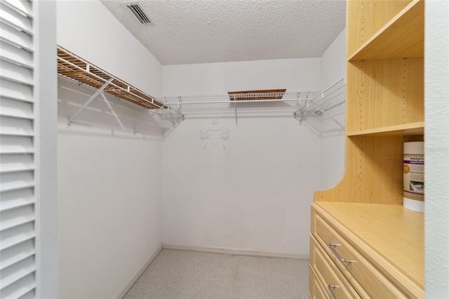 walk in closet with carpet