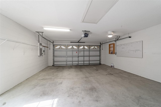 garage with a garage door opener